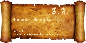 Benedek Nanetta névjegykártya